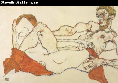 Egon Schiele Recling Male and Female Nude Entwined (mk12)